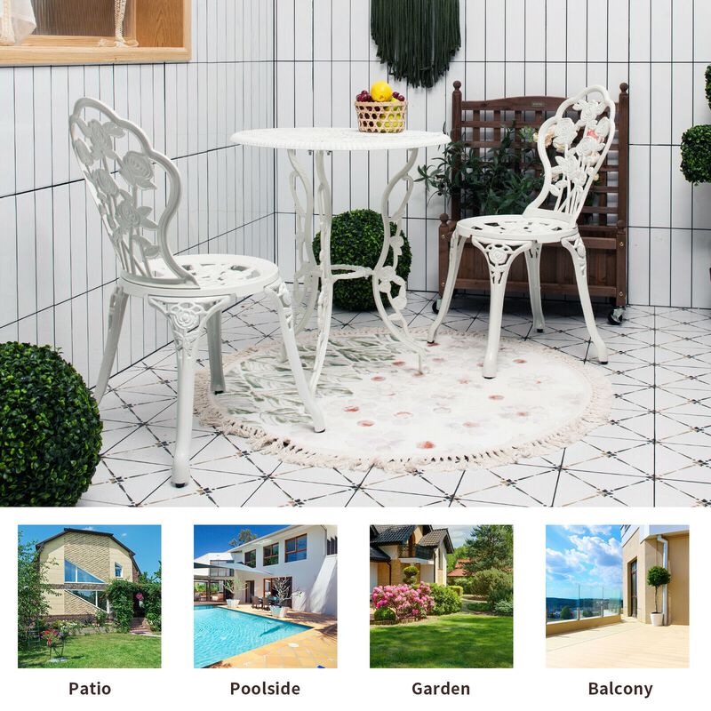 Outdoor Cast Aluminum Patio Furniture Set with Rose Design