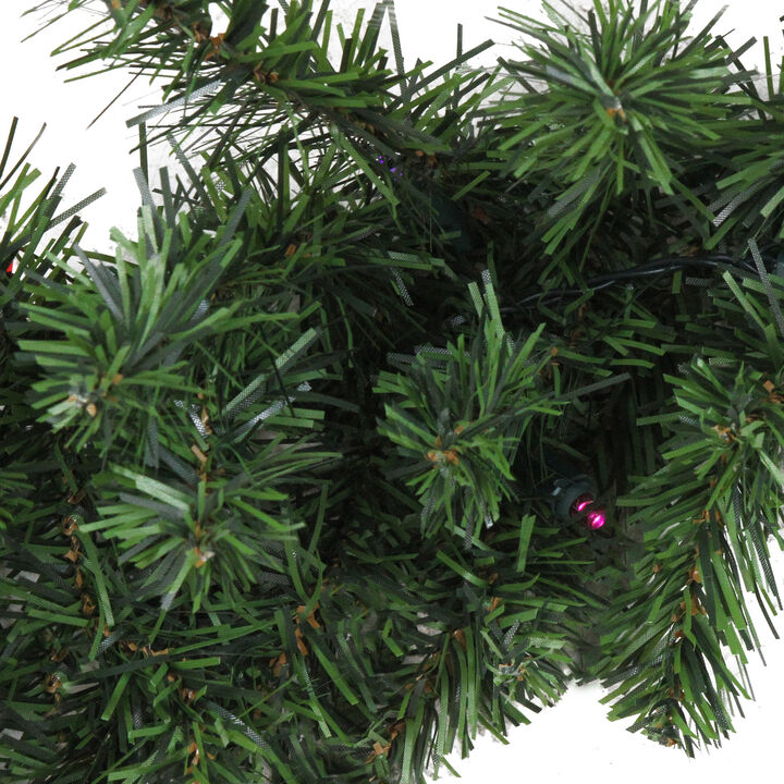 9' x 10" Green Pre-Lit Battery Operated LED Pine Artificial Christmas Garland - Multi Lights