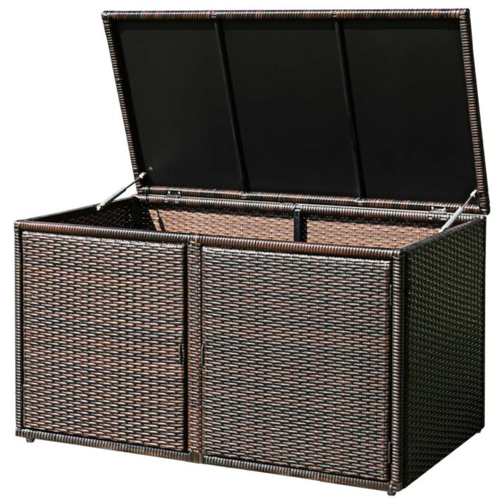 Hivvago 88 Gallon Garden Patio Rattan Storage Container Box