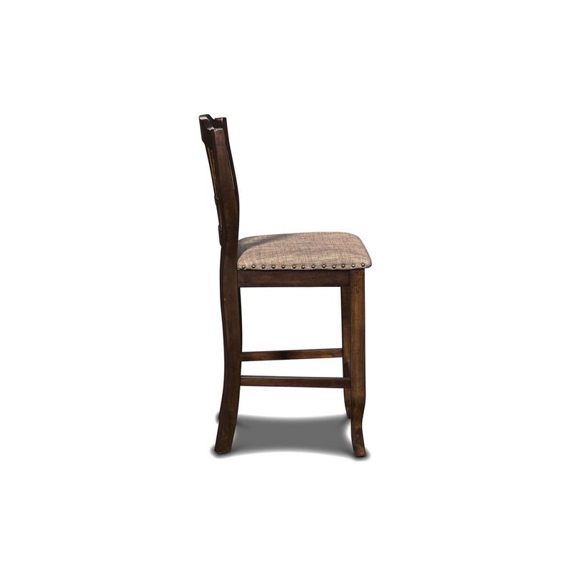 New Classic Furniture Bixby Wood Counter Chair with Fabric Seat in Espresso (Set of 2)