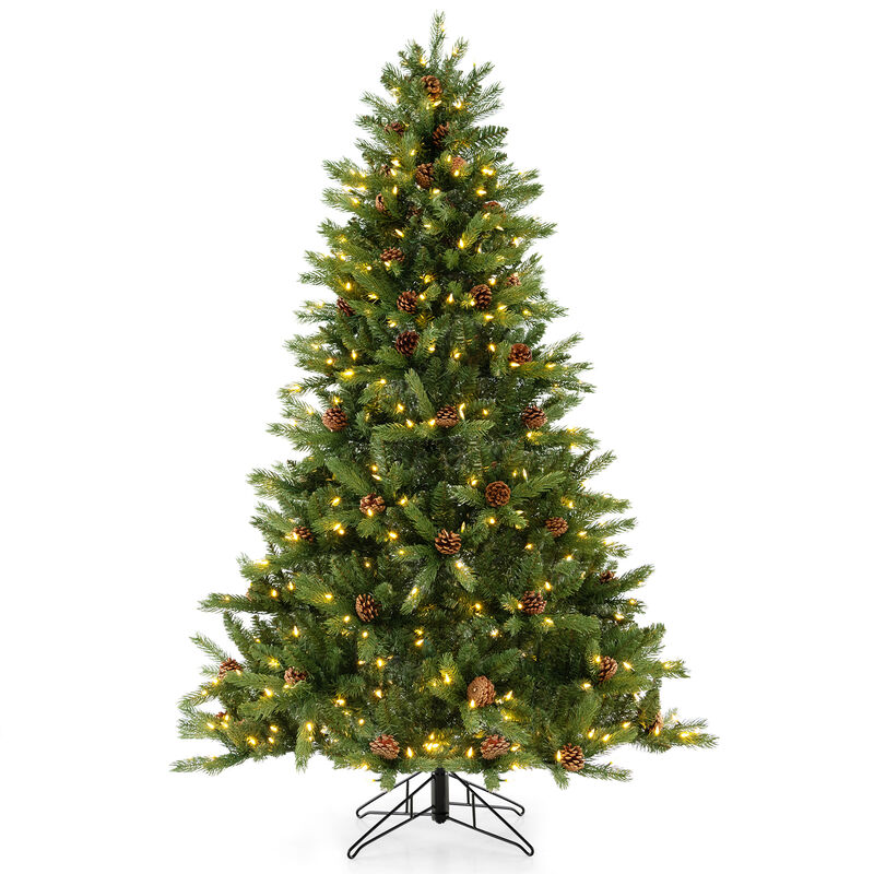 Artificial Christmas Tree with Pine Cones and Adjustable Brightness