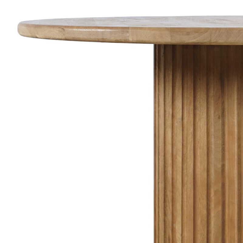 Jofran Breck Solid Wood 48 Round Mid-Century Modern Fluted Pedestal Dining Table