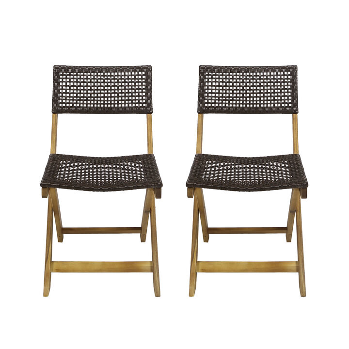 Merax Outdoor Wooden Bistro Chairs of 2 PCS