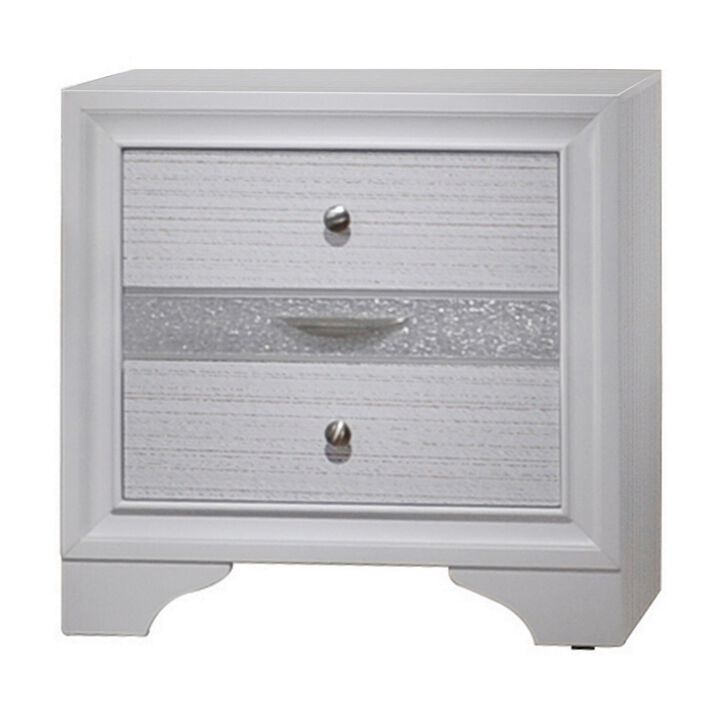 Stylish 3 Drawers Wood Nightstand By Naima , White-Benzara