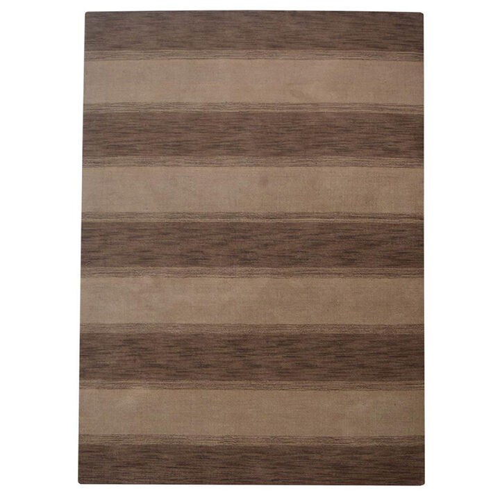 RUGSOTIC CARPETS HAND KNOTTED LOOM WOOL ECO-FRIENDLY AREA RUGS  - 6'x9', Rectangle, Brown Beige Color, Contemporary Modern Design, High Pile Thick Handmade Anti Skid Rugs for Living Room (L00206)