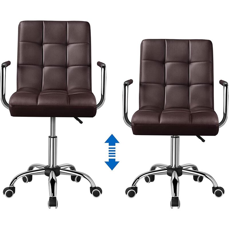 Hivvago Dark Brown Modern Faux Leather Mid-Back Office Chair with Armrests and Wheels