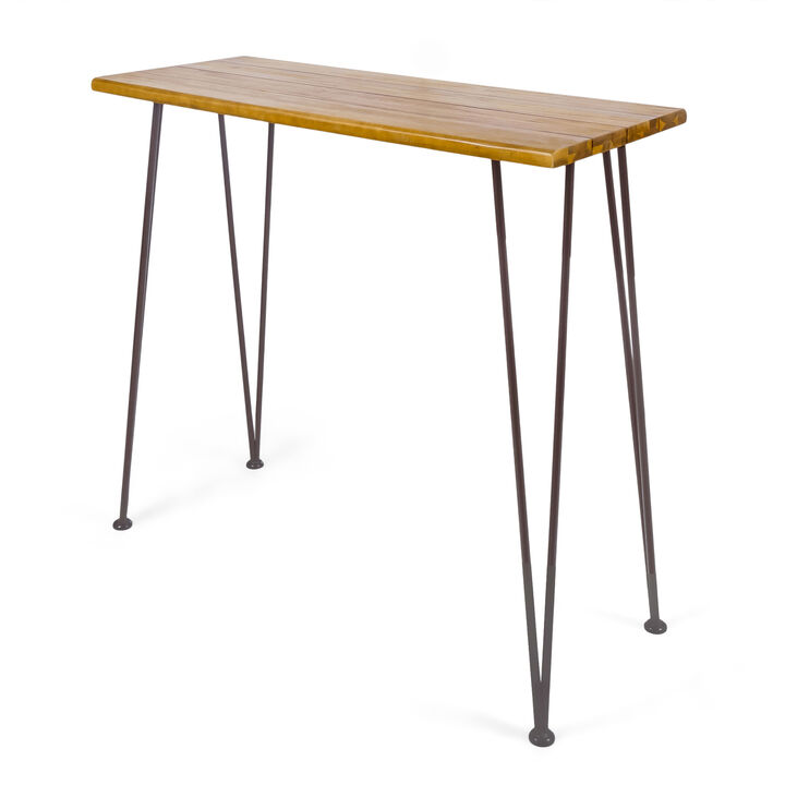 Chic Industrial Teak Acacia Wood Outdoor Bar Table