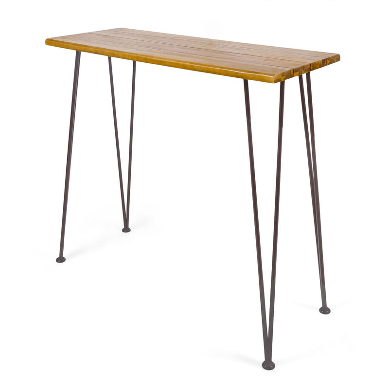 Chic Industrial Teak Acacia Wood Outdoor Bar Table