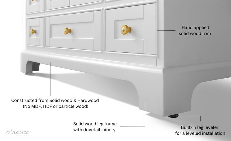 Audrey 66 in. Bath Vanity Set in White with Gold Hardware