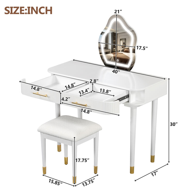 Merax Modern Vanity Table Set with Mirror
