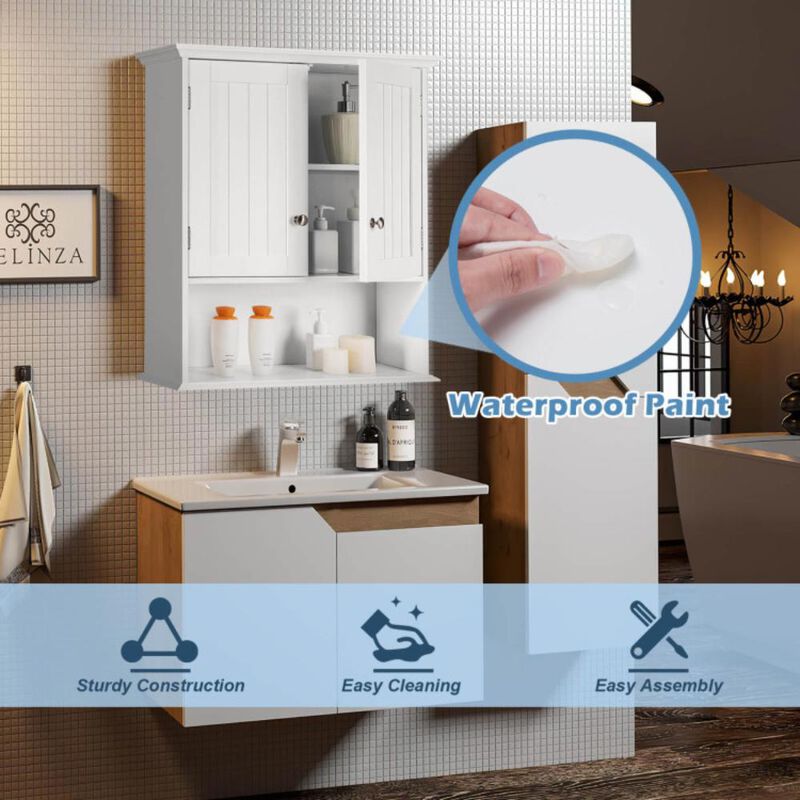 Hivvago Wall Mount Bathroom Cabinet Storage Organizer with Doors and Shelves