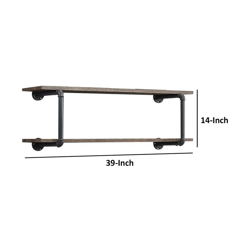 Antique Metal Framed Wall Rack, Brown and Gray - Benzara