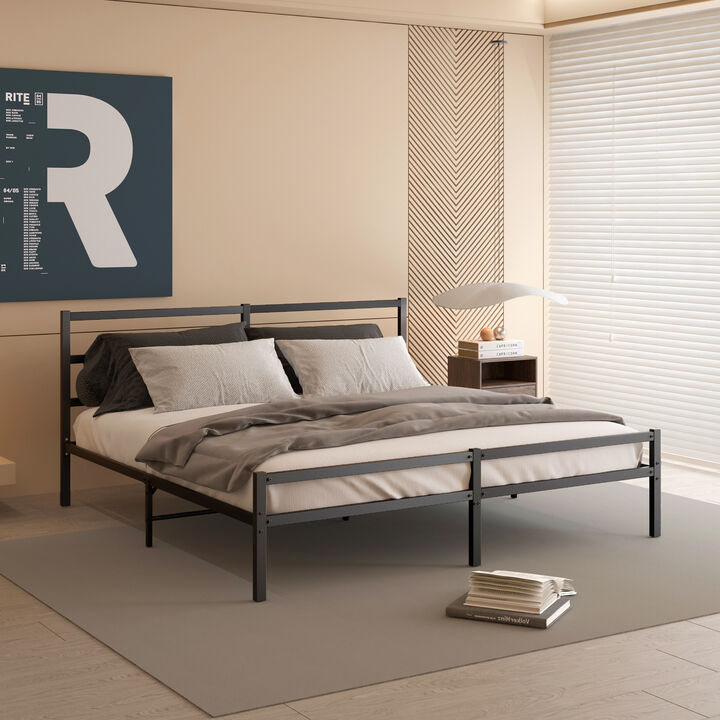 Streamdale King Metal Platform Bed Frame with Headboard