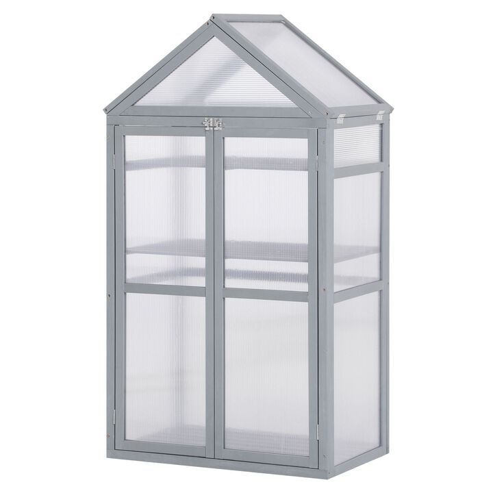 Grey Garden Helper: 32"x19"x54" Wooden Cold Frame Greenhouse