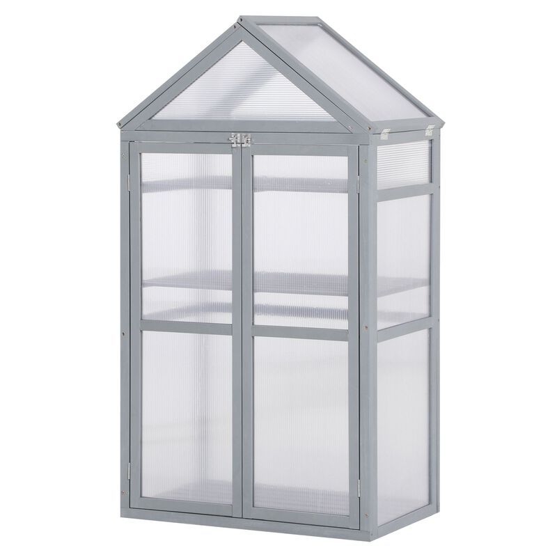 Grey Garden Helper: 32"x19"x54" Wooden Cold Frame Greenhouse