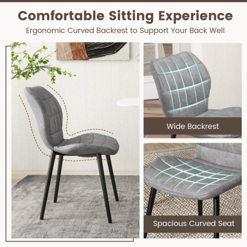 Hivvago Dining Chairs Set of 2 with Padded Back, Metal Legs and Adjustable Foot Pads