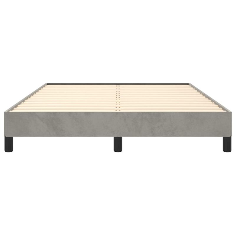 vidaXL Queen Size Bed Frame in Light Gray Velvet with Engineered Wood Construction and Plywood Support - Suitable for Mattresses 59.8"x79.9"