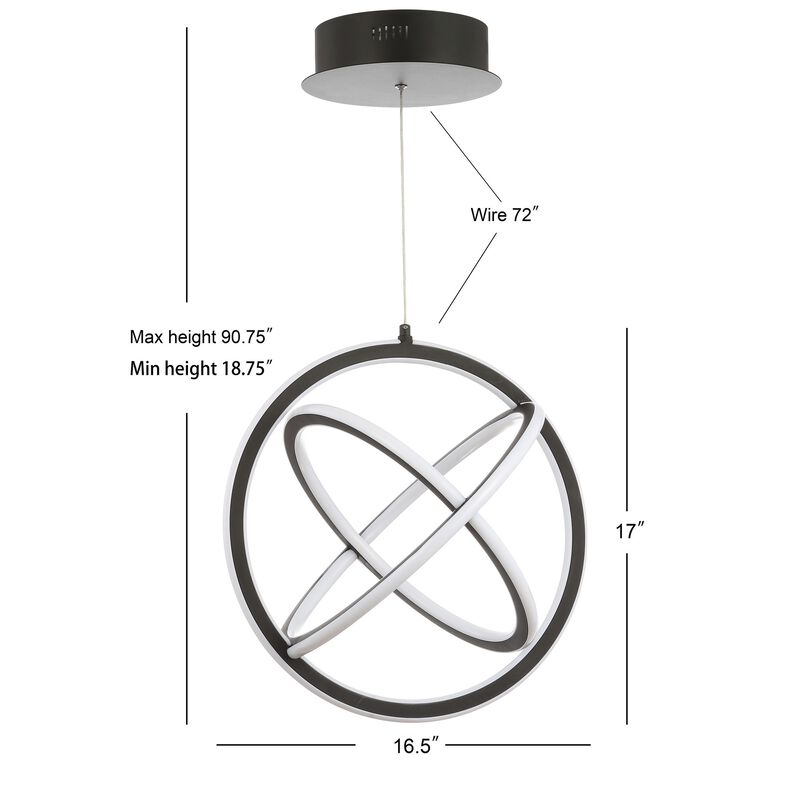 Orbit 16.5" Adjustable Integrated LED Metal Pendant