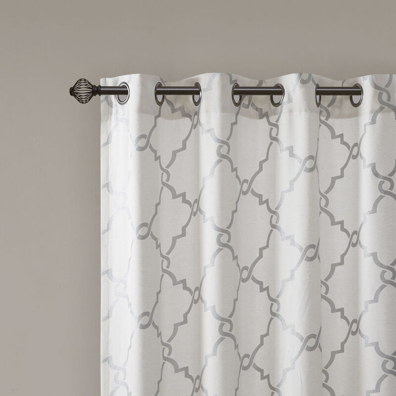 Gracie Mills Ondine Scroll Geometric Fretwork Grommet Window Curtain Panel