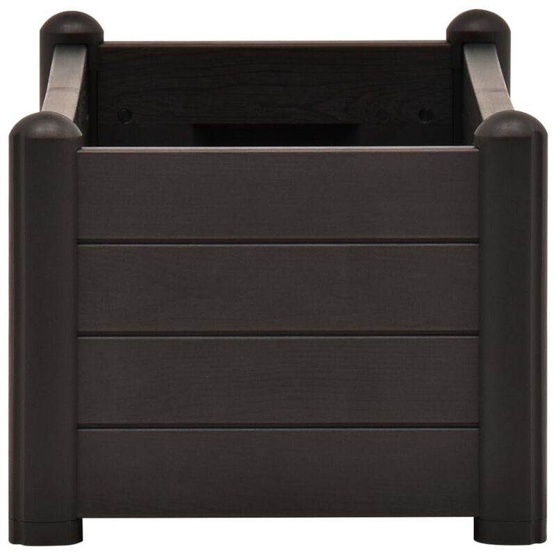Outdoor Raised Flower Bed with Drainage, 39 Inch Gray Polypropylene - Benzara