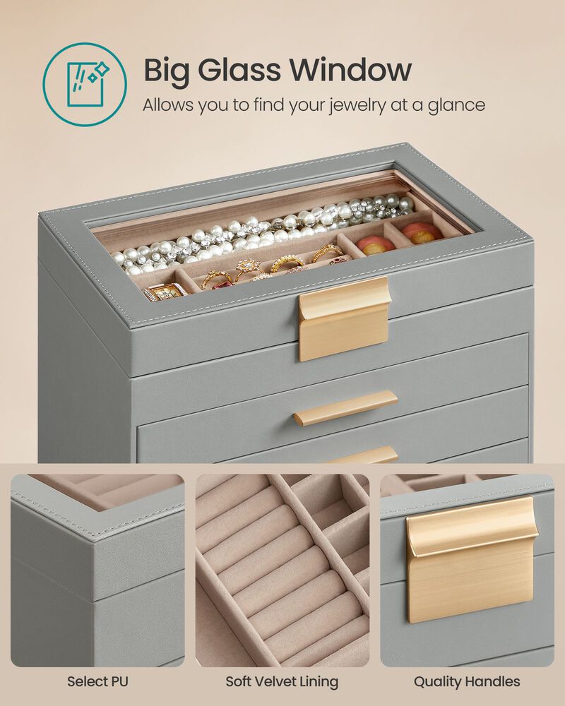 Jewelry Box with Glass Lid – Elegant Storage Solution with Clear View and Stylish Design