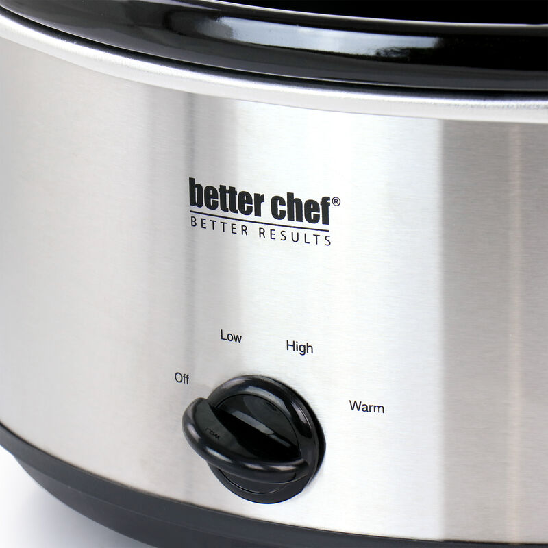 Better Chef 4 Quart Oval Slow Cooker with Removable Stoneware Crock in Stainless Steel
