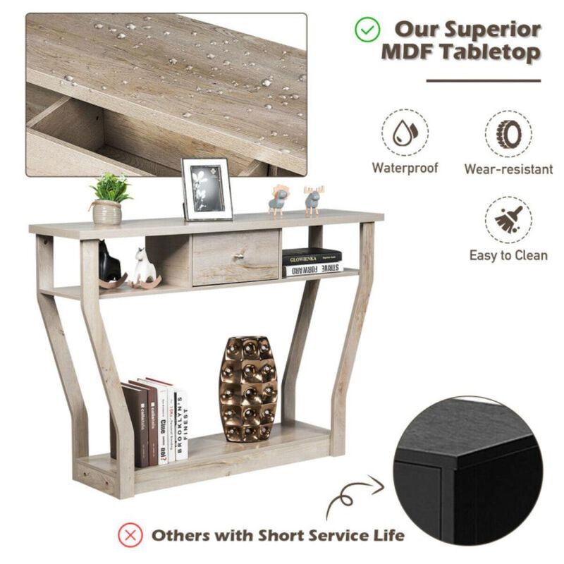 Hivvago Console Hall Table with Storage Drawer and Shelf