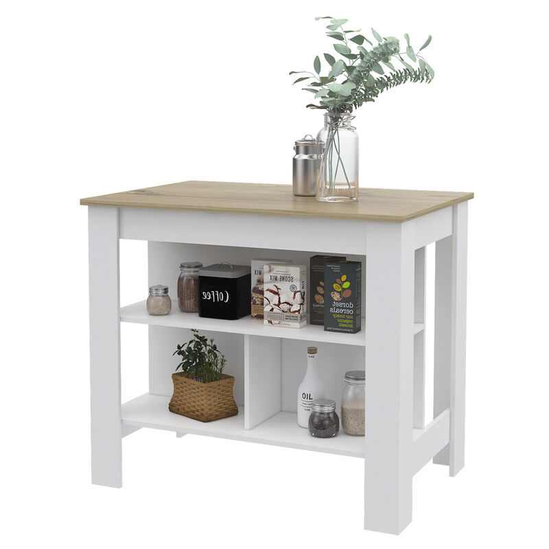 Kitchen Island Dozza, Kitchen, White / Light Oak