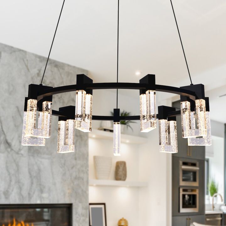 VONN Lighting 9-Light Pendant Lighting Height Adjustable Integrated LED Circular Chandelier