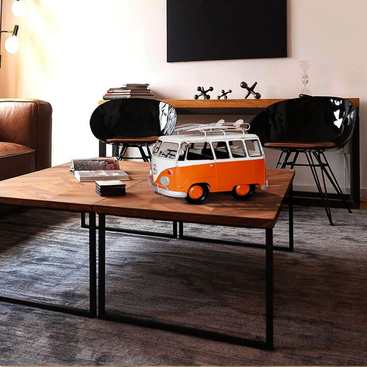 Vintage Orange VW Bus Metal Model