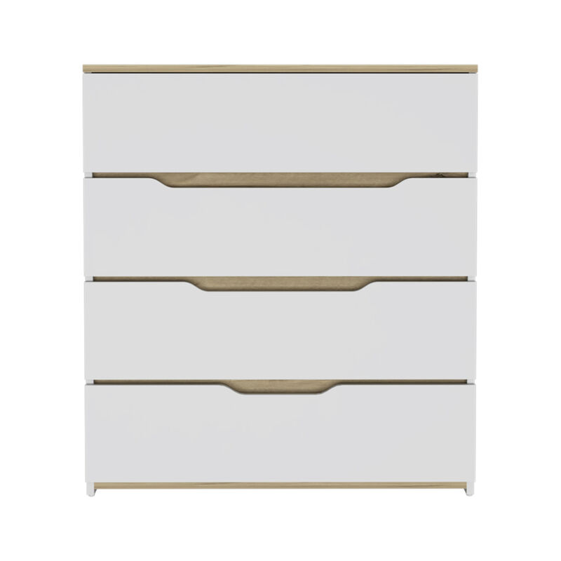 Zoe Dresser, Superior Top, Four Drawers - White Light Oak