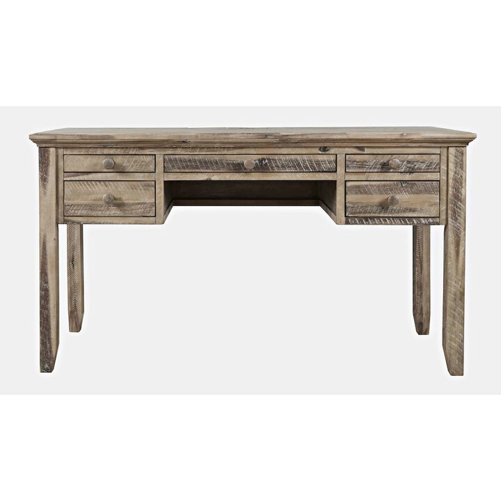 Jofran Rustic Shores Coastal Style Distressed Acacia USB Charging Desk