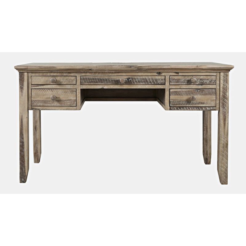 Jofran Rustic Shores Coastal Style Distressed Acacia USB Charging Desk