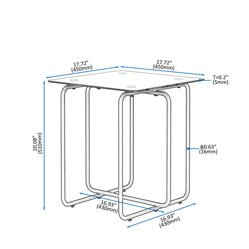 Modern Tempered Glass Coffee Table End Table Side Table For Living Room, Bedroom, Black