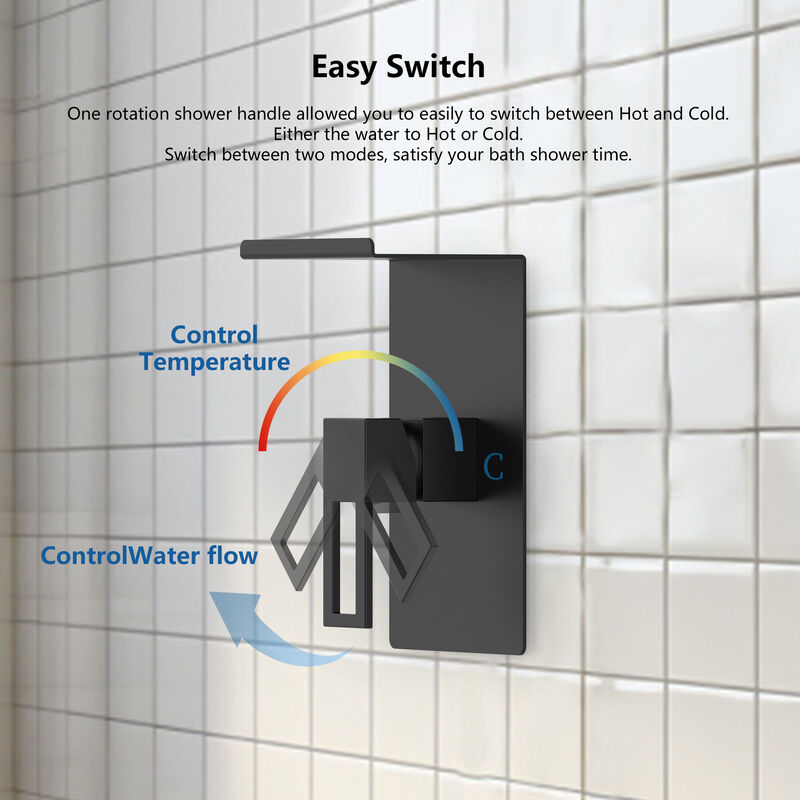 Bathroom Shower System with 8-Inch Rain Shower Head, Storage Shelf & Single Spray Shower Faucet