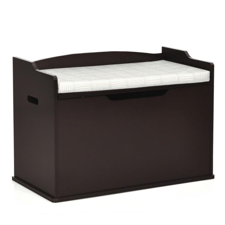 Hivvago Kids Toy Wooden Flip-top Storage Box Chest Bench with Cushion Hinge