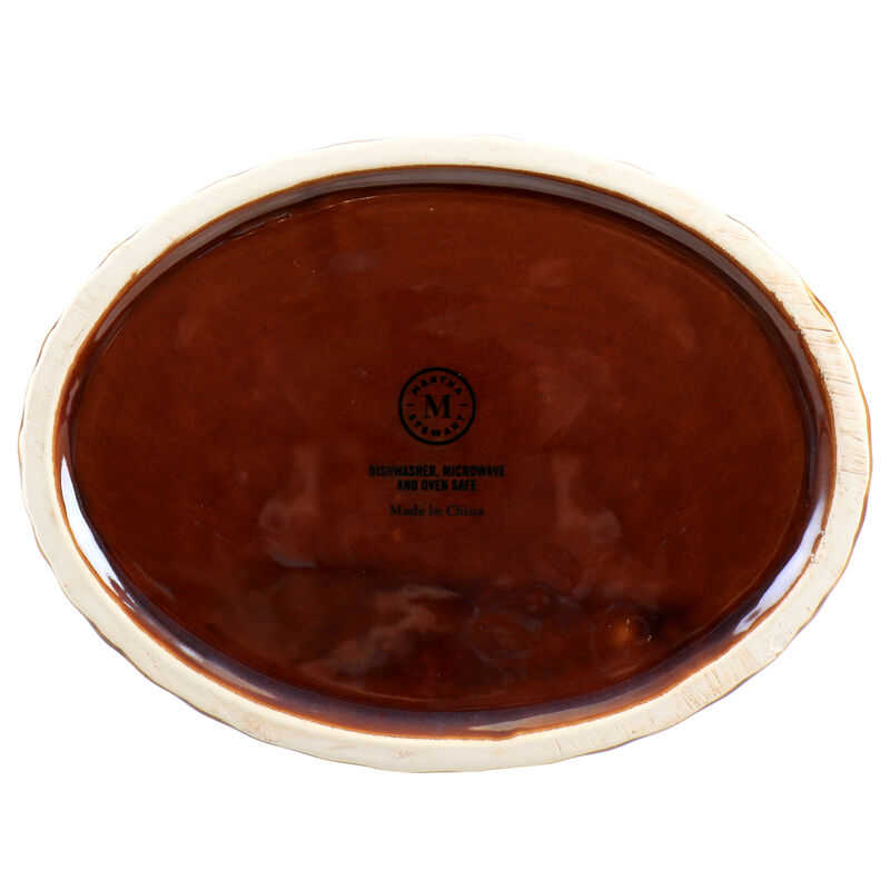 Martha Stewart 9 Inch Stoneware Sculpted Goose Covered Oval Baker in Brown