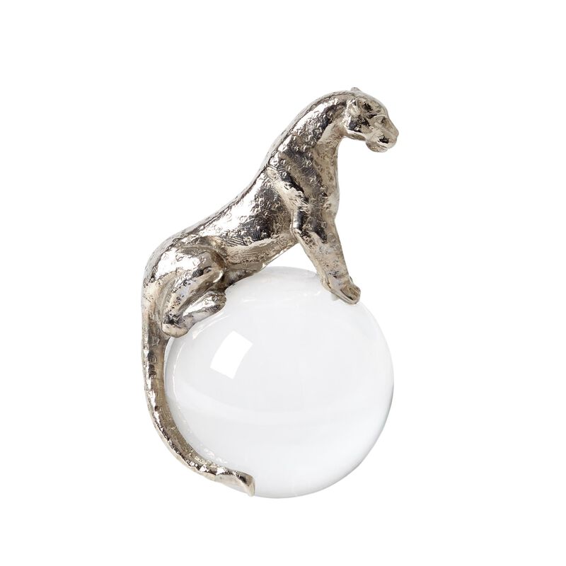 Jaguar on Crystal Sphere-Brass