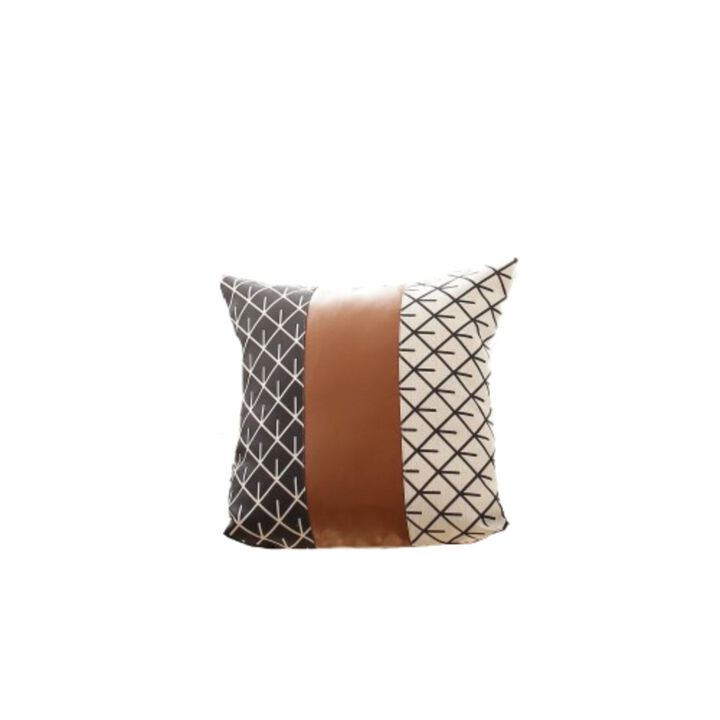 Hivvago Set of 2 Brown Patterned and Solid Throw Pillows