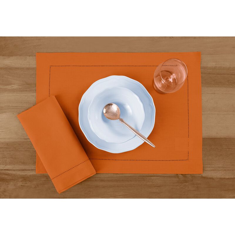 Solino Home Cotton Linen Hemstitch Dinner Napkins 20 x 20 Inch Set of 4