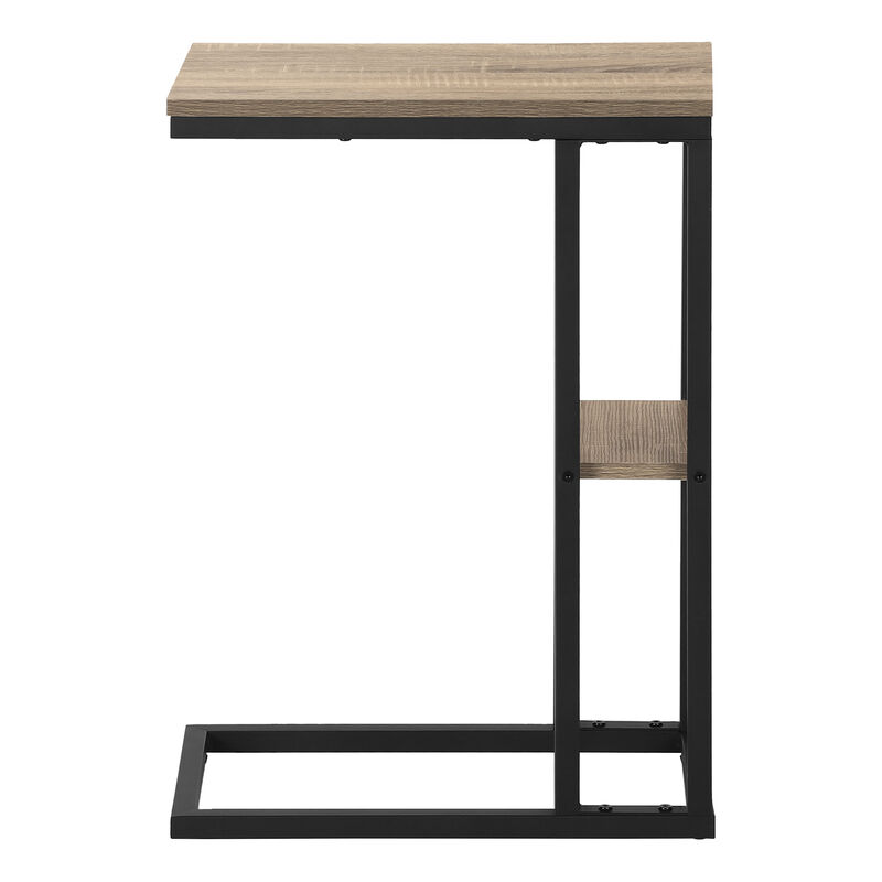 Monarch Specialties I 3672 Accent Table, C-shaped, End, Side, Snack, Living Room, Bedroom, Metal, Laminate, Brown, Black, Contemporary, Modern