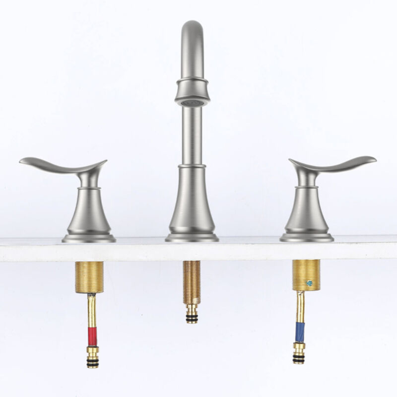 Widespread Bathroom Faucet, 2-Handle 3-Hole Sink Faucet for Modern Vanity & Bath Décor