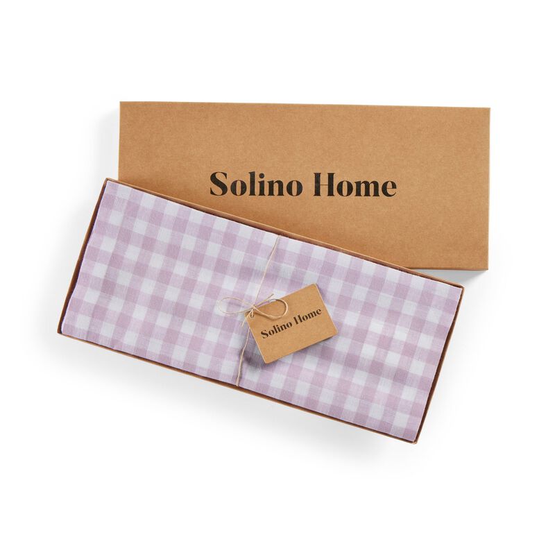 Solino Home 100% Pure Linen Table Runner | Gingham Check