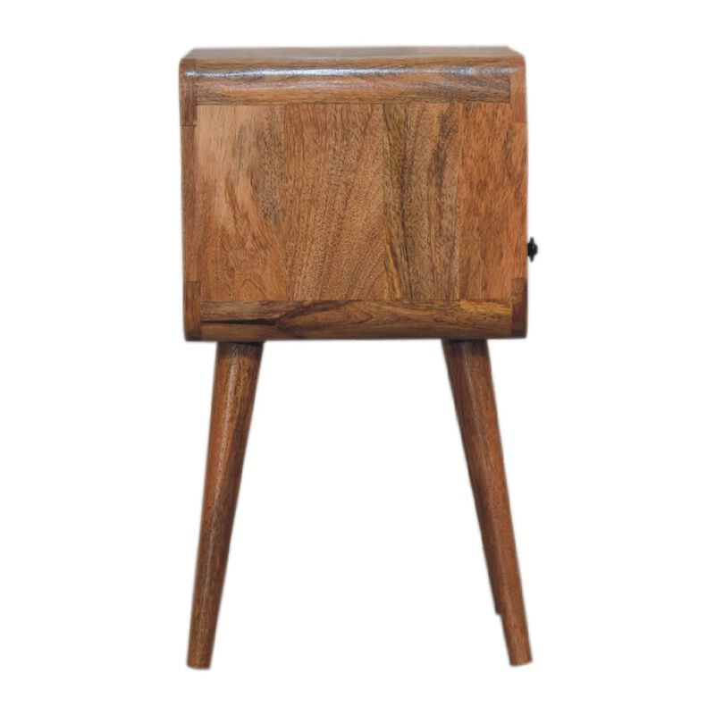 Artisan Furniture Mini Oak-ish Curved 1 Drawer Solid Wood Nightstand with Open Slot