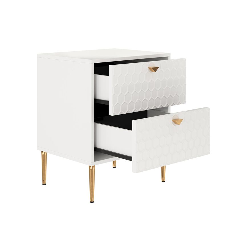 Black Wood Nightstand Accent Storage Cabinet with 2-Drawer Chest