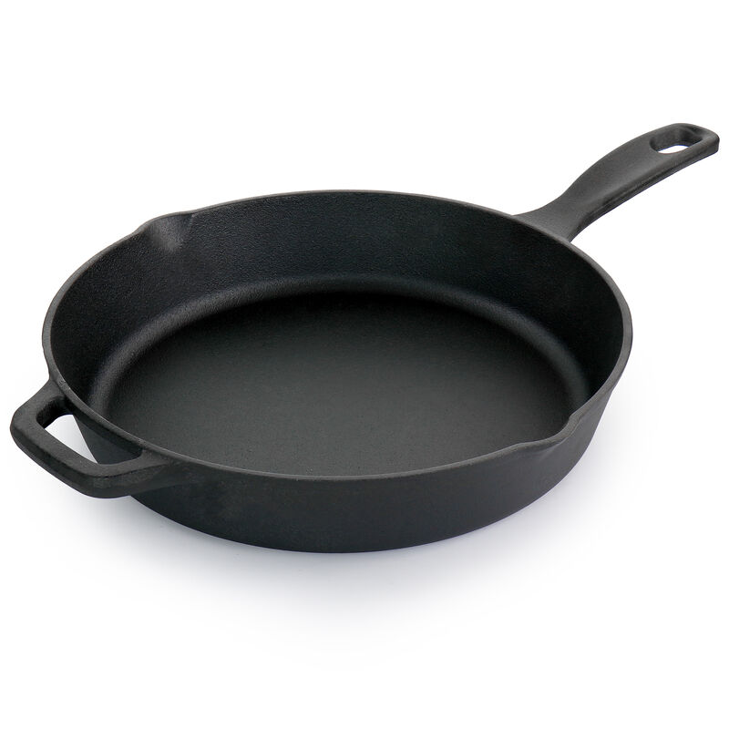Oster Castaway 12 Inch Cast Iron Round Frying Pan with Dual Spouts