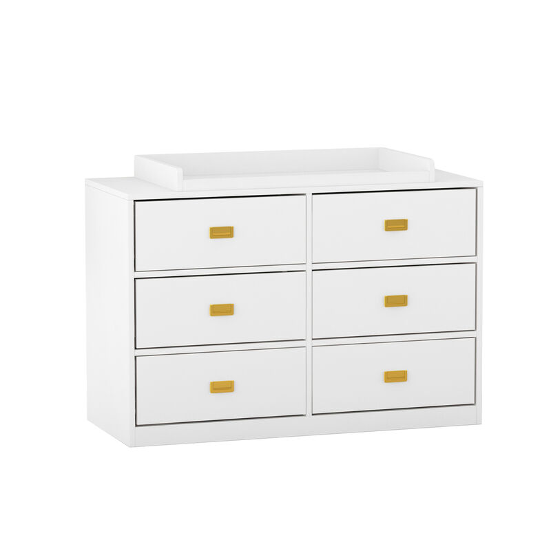 6-Drawer White Wooden Chest of Drawers Storage Dresser Freestanding Cabinet 45.1 in. W x 18.9 in. D x 30.1 in. H