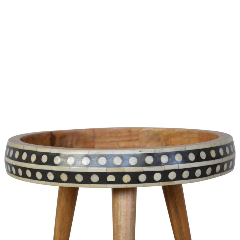 Solid Wood oak-ish Small Patterned Nordic Style End Table