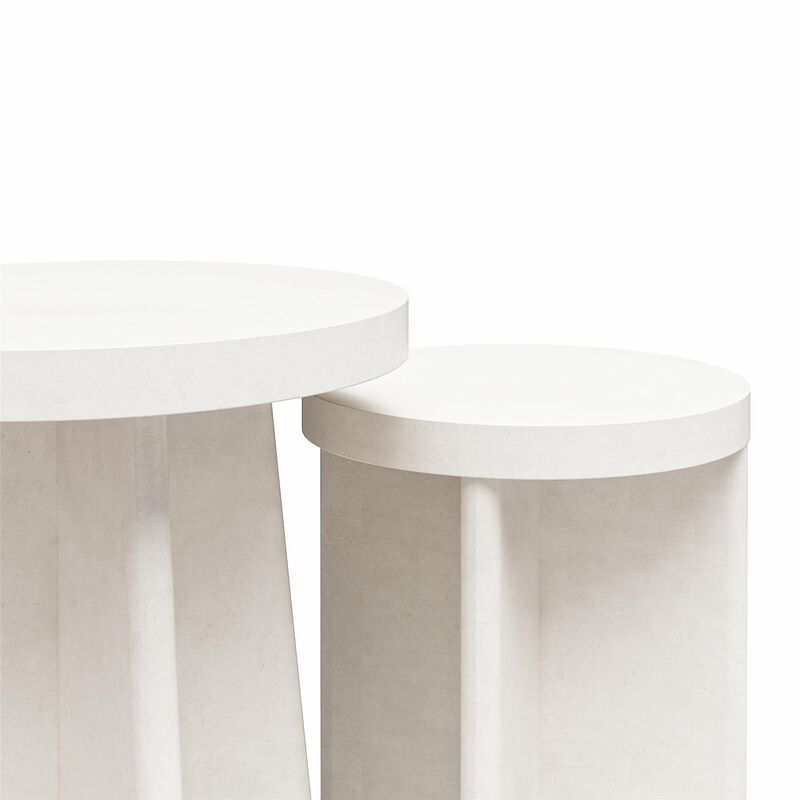 Ameriwood Home Liam Round End Tables, Set of 2, Faux Plaster