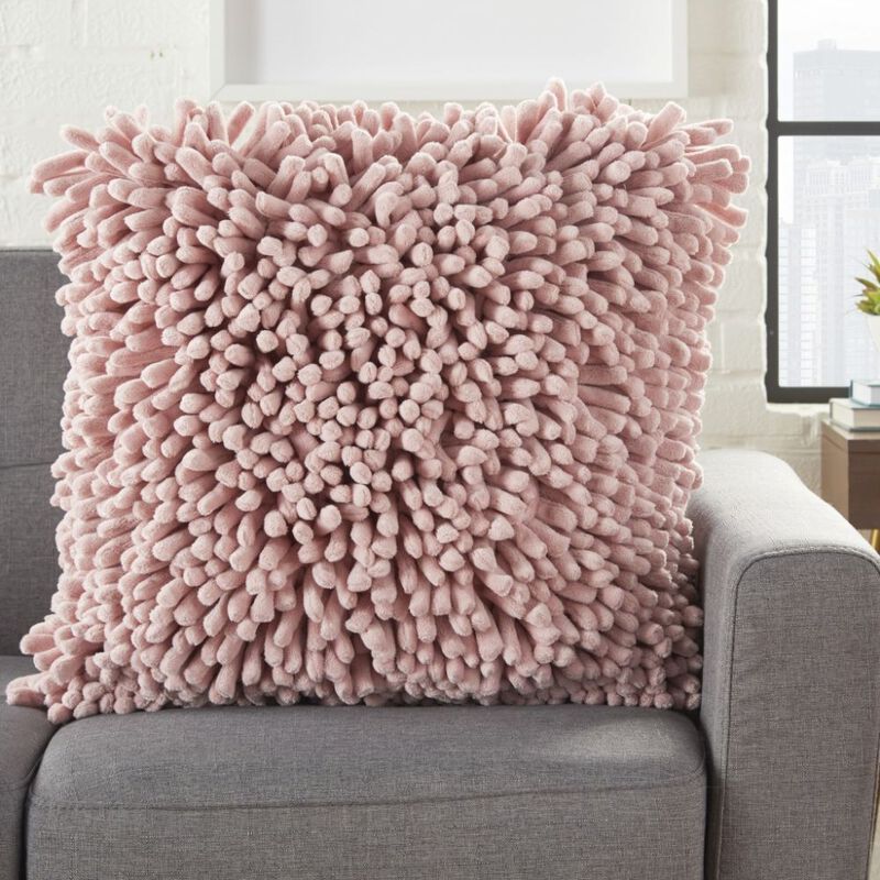 Hivvago 20" Pale Pink Soft Nubby Shag Throw Pillow